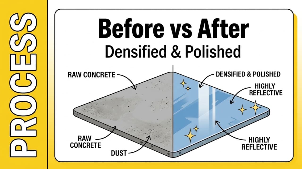 Polished densified ESD concrete floor